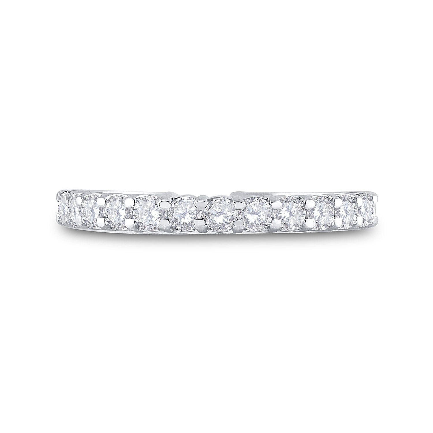 14kt White Gold Womens Round Diamond Single Row Band Ring 1/2 Cttw