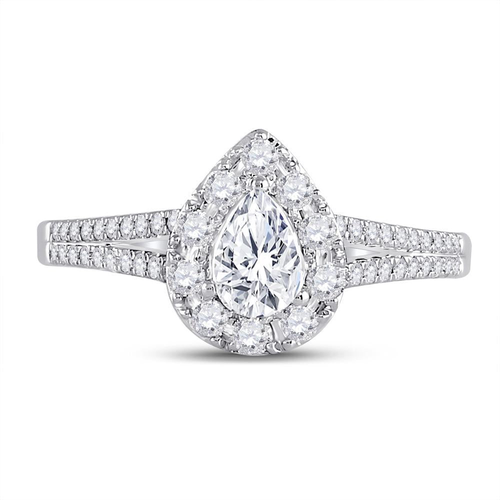 14kt White Gold Pear Diamond Solitaire Bridal Wedding Engagement Ring 1 Cttw