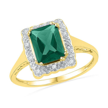 10kt Yellow Gold Womens Emerald Synthetic Emerald Solitaire Ring 1-3/4 Cttw