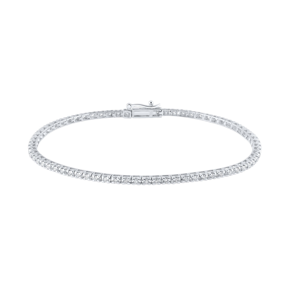 14kt White Gold Womens Round Diamond Tennis Bracelet 3/4 Cttw