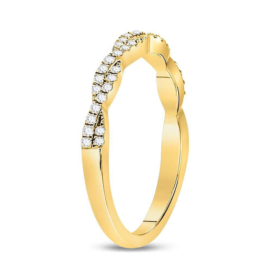 10kt Yellow Gold Womens Round Diamond Twist Stackable Band Ring 1/4 Cttw