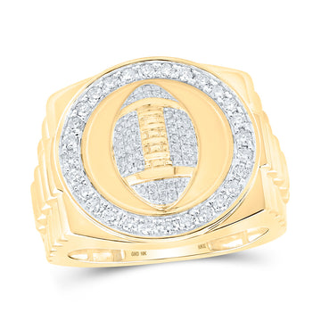 10kt Yellow Gold Mens Round Diamond Football Circle Ring 5/8 Cttw