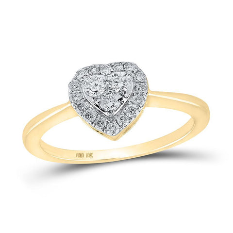 10kt Yellow Gold Womens Round Diamond Heart Ring 1/3 Cttw