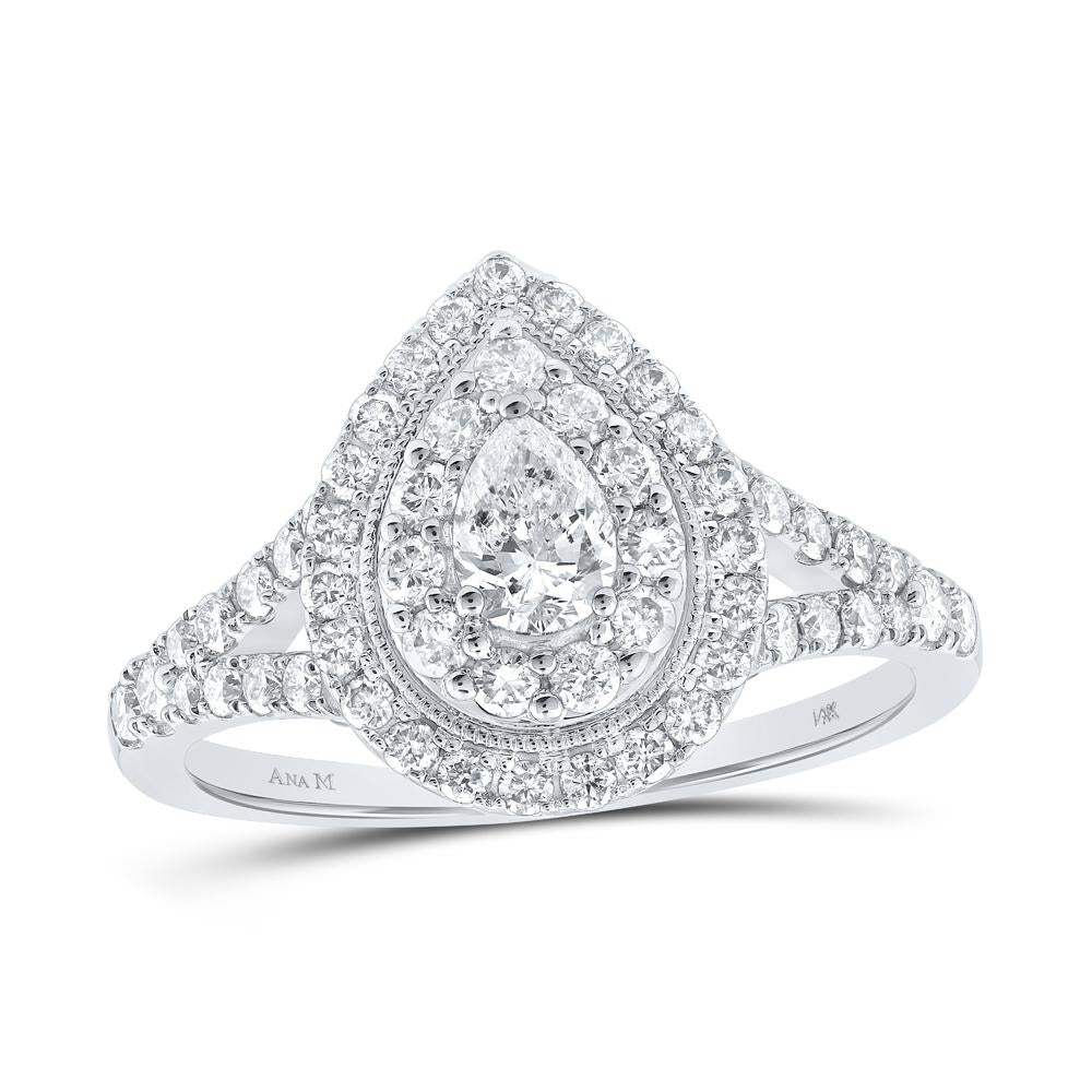 14kt White Gold Pear Diamond Halo Bridal Wedding Engagement Ring 1 Cttw