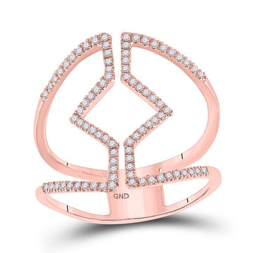 10kt Rose Gold Womens Round Diamond Bisected Negative Space Band Ring 1/4 Cttw