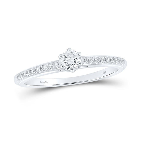 14kt White Gold Round Diamond Solitaire Bridal Wedding Engagement Ring 1/3 Cttw