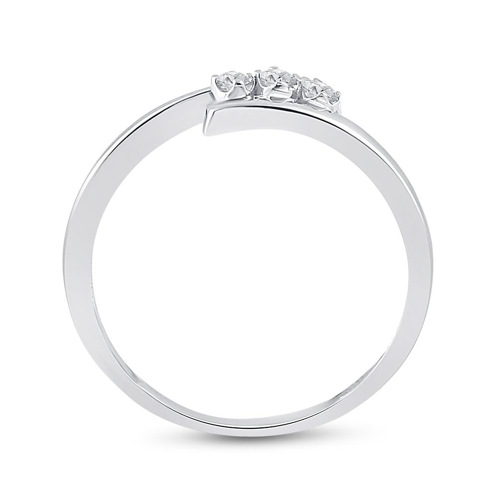 10kt White Gold Womens Round Diamond 3-stone Promise Ring 1/10 Cttw