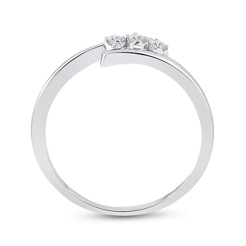 10kt White Gold Womens Round Diamond 3-stone Promise Ring 1/10 Cttw