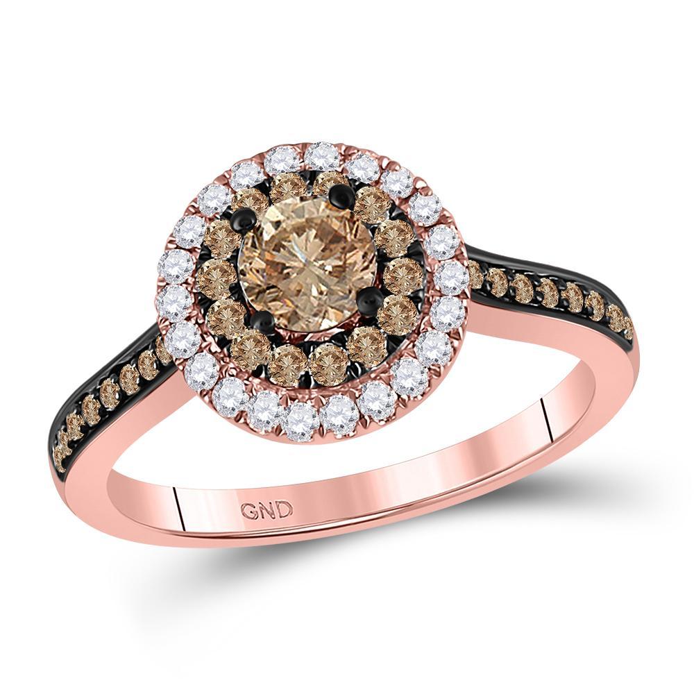 14kt Rose Gold Round Brown Diamond Solitaire Bridal Wedding Engagement Ring 1 Cttw