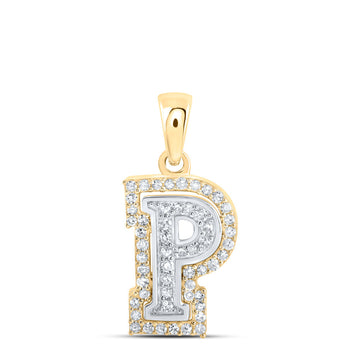 10kt Two-tone Gold Womens Round Diamond P Initial Letter Pendant 1/6 Cttw