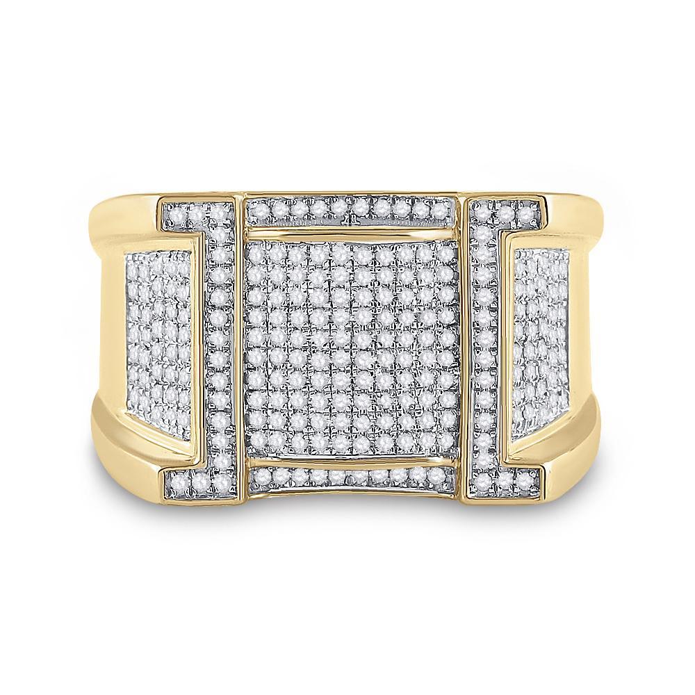 10kt Yellow Gold Mens Round Diamond Band Ring 5/8 Cttw