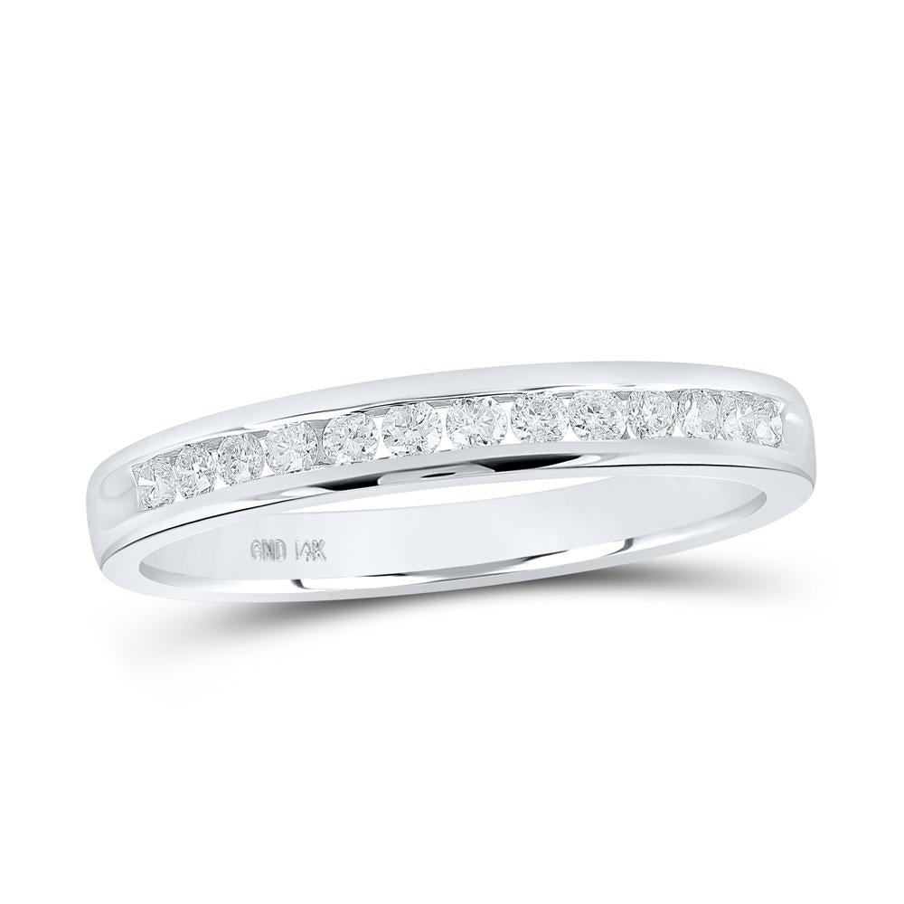 14kt White Gold Womens Round Diamond Wedding Single Row Band 1/4 Cttw