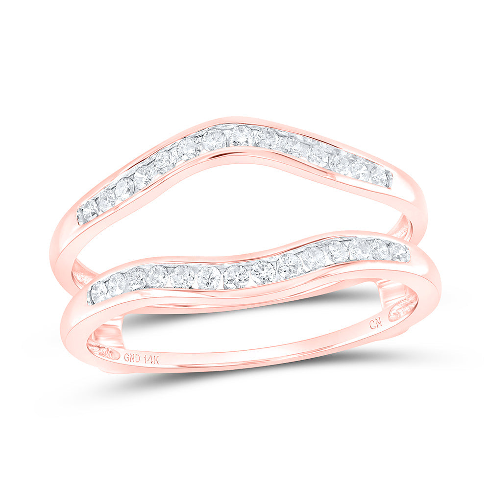 14kt Rose Gold Womens Round Diamond Wedding Wrap Ring Guard Enhancer 1/4 Cttw