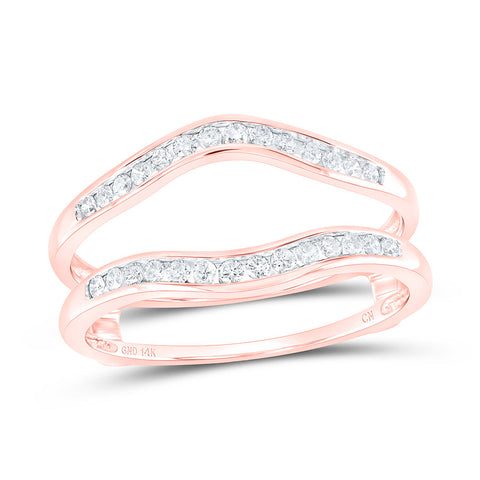 14kt Rose Gold Womens Round Diamond Wedding Wrap Ring Guard Enhancer 1/4 Cttw