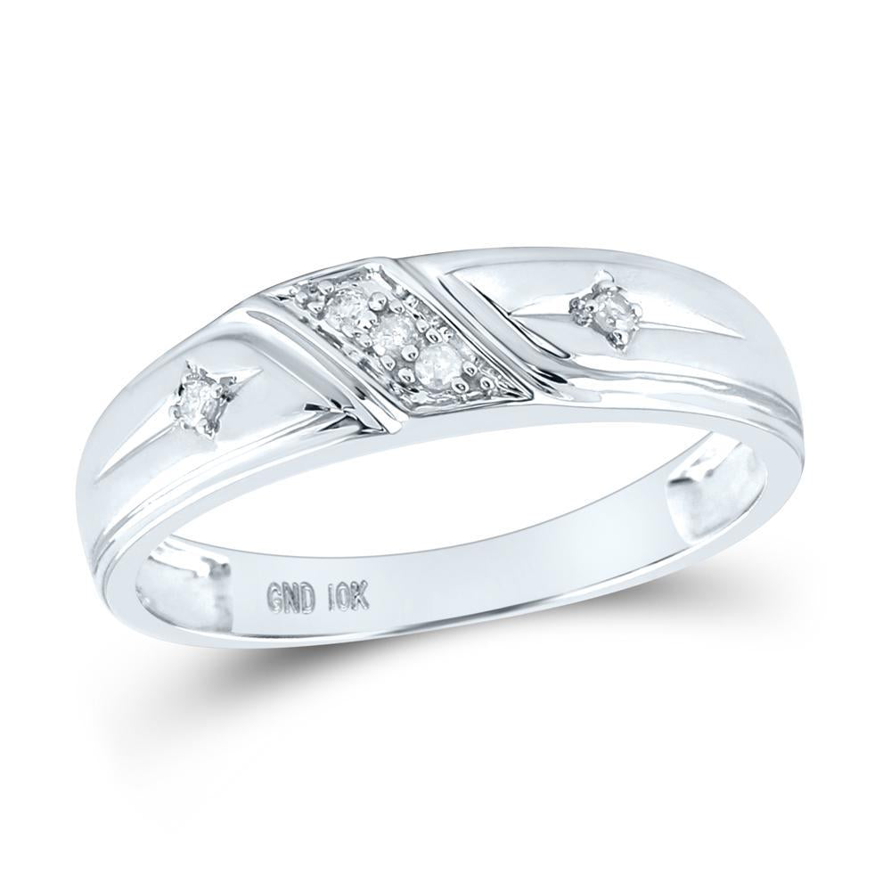 10kt White Gold His Hers Round Diamond Matching Wedding Set 1/5 Cttw