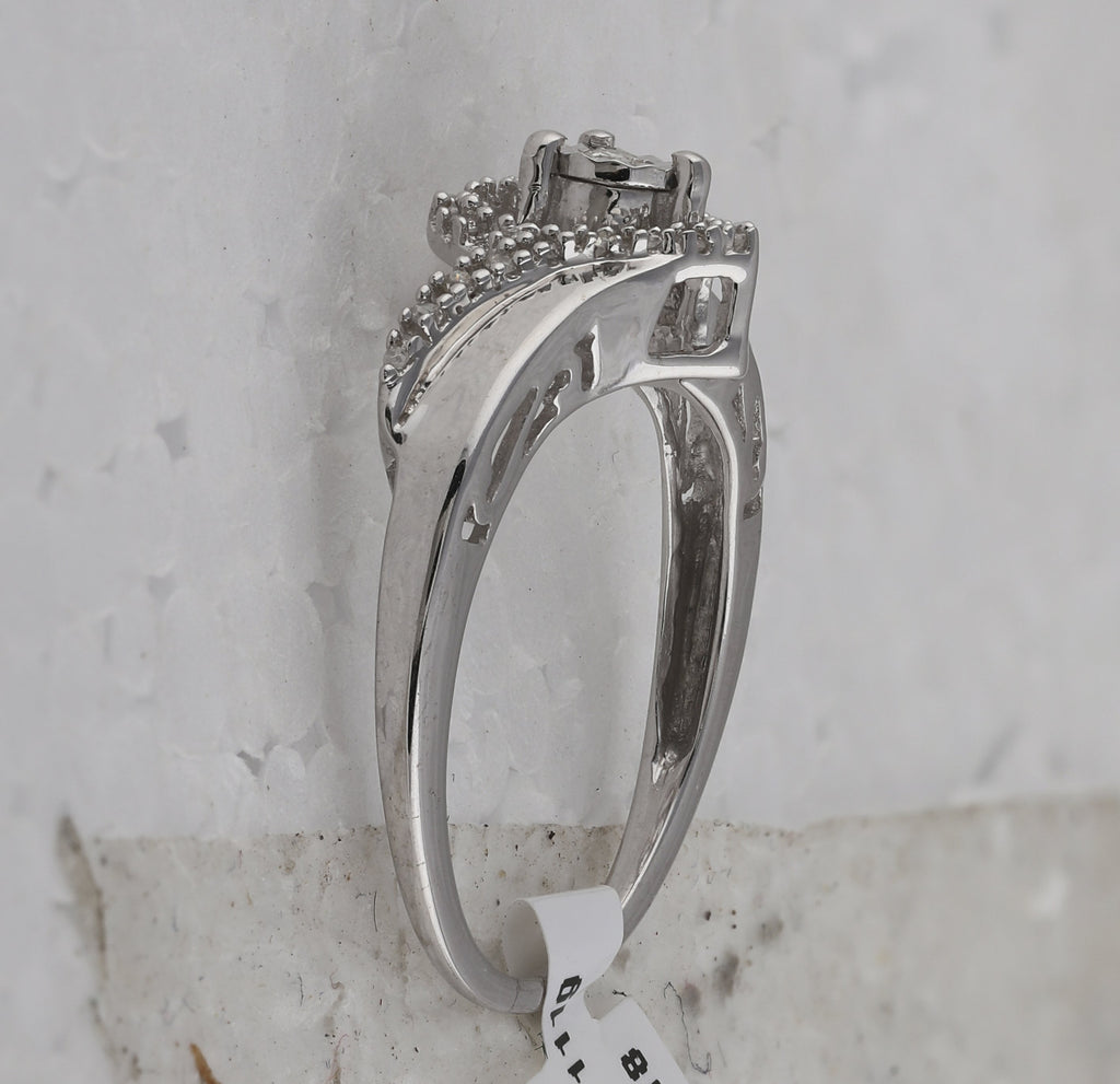 Sterling Silver Womens Round Diamond Heart Ring 1/10 Cttw