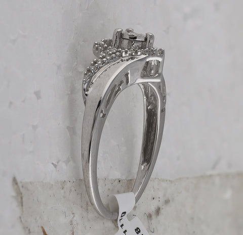 Sterling Silver Womens Round Diamond Heart Ring 1/10 Cttw