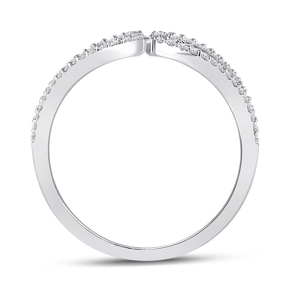 10kt White Gold Womens Round Diamond Negative Space Heart Ring 1/5 Cttw