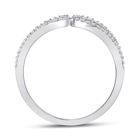 10kt White Gold Womens Round Diamond Negative Space Heart Ring 1/5 Cttw