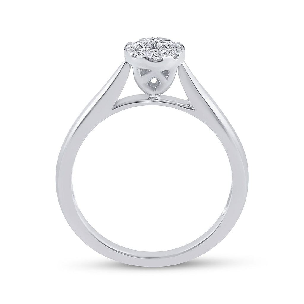 14kt White Gold Round Diamond Cluster Bridal Wedding Engagement Ring 1/4 Cttw
