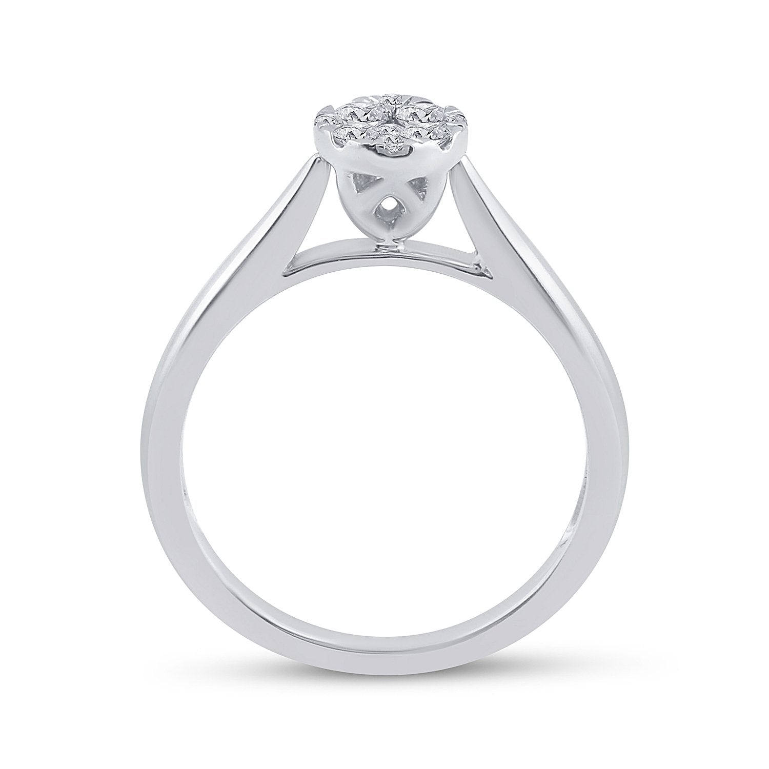 14kt White Gold Round Diamond Cluster Bridal Wedding Engagement Ring 1/4 Cttw