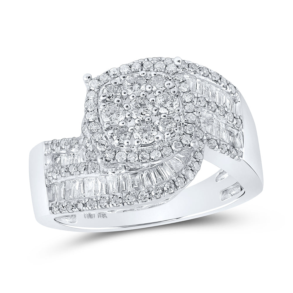 10kt White Gold Womens Round Diamond Cluster Ring 1 Cttw