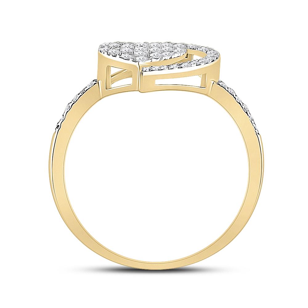 10kt Yellow Gold Womens Round Diamond Heart Ring 1/5 Cttw