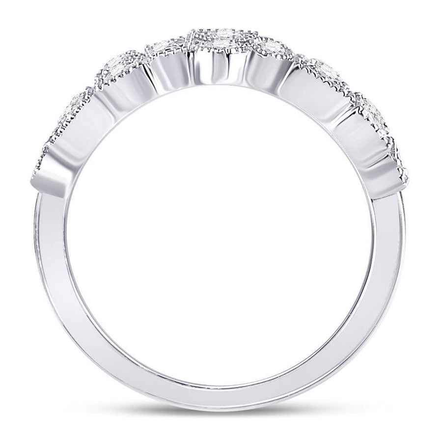 10kt White Gold Womens Round Diamond Modern Geometric Band Ring 5/8 Cttw