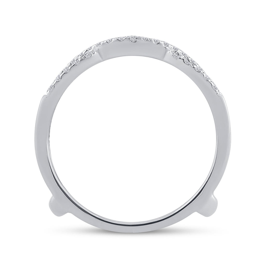 14kt White Gold Womens Round Diamond Solitaire Enhancer Wedding Band 1/3 Cttw