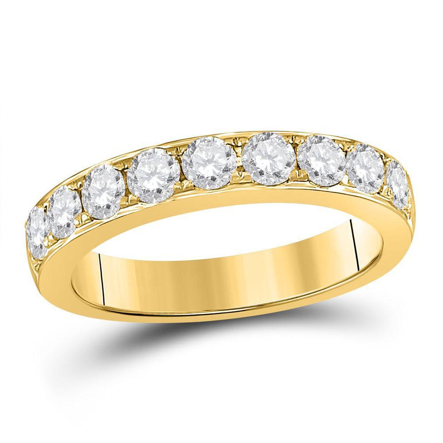 14kt Yellow Gold Womens Round Diamond Single Row Band Ring 1 Cttw