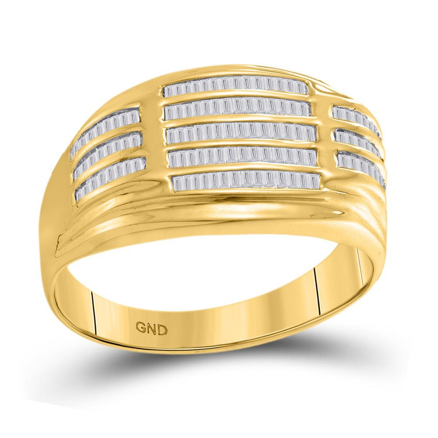 10kt Yellow Gold Mens Baguette Diamond Striped Fashion Ring 1/2 Cttw