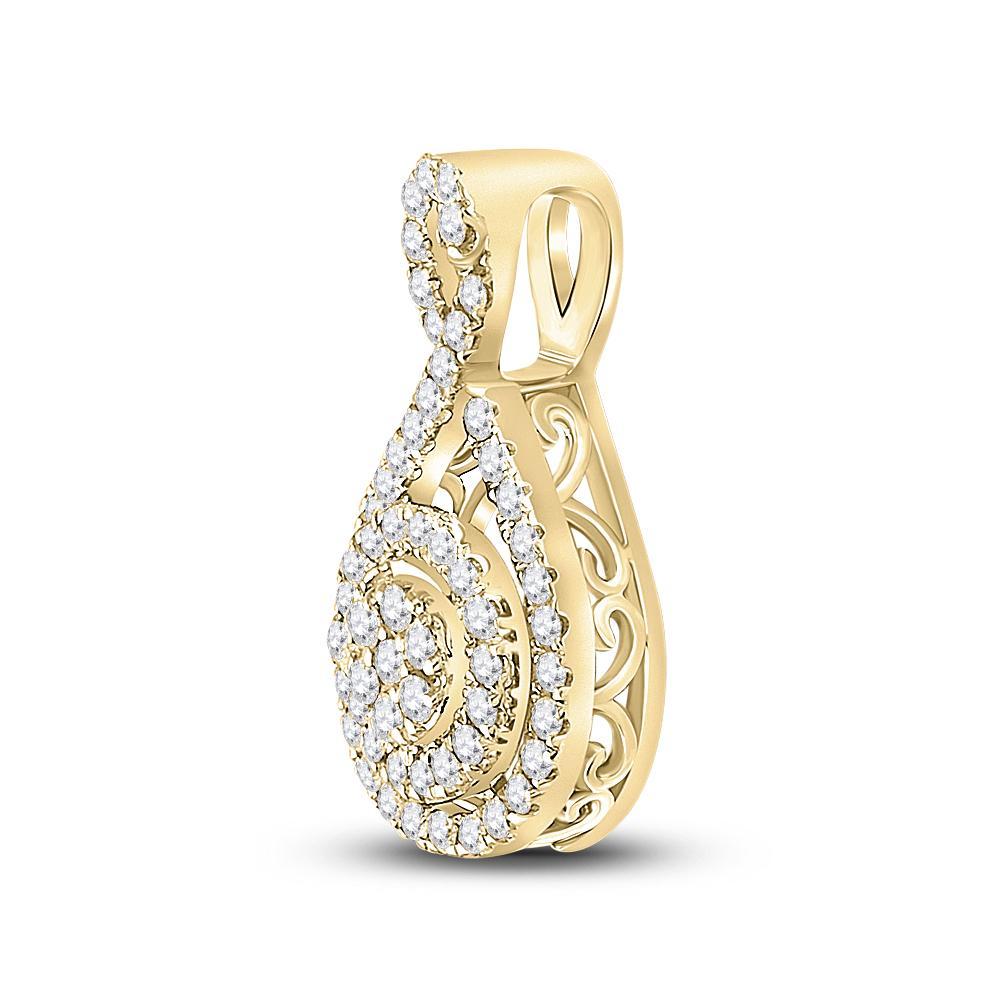 14kt Yellow Gold Womens Round Diamond Cluster Pendant 1/4 Cttw