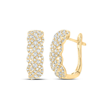 14kt Yellow Gold Womens Round Diamond Cascading Hoop Earrings 5/8 Cttw
