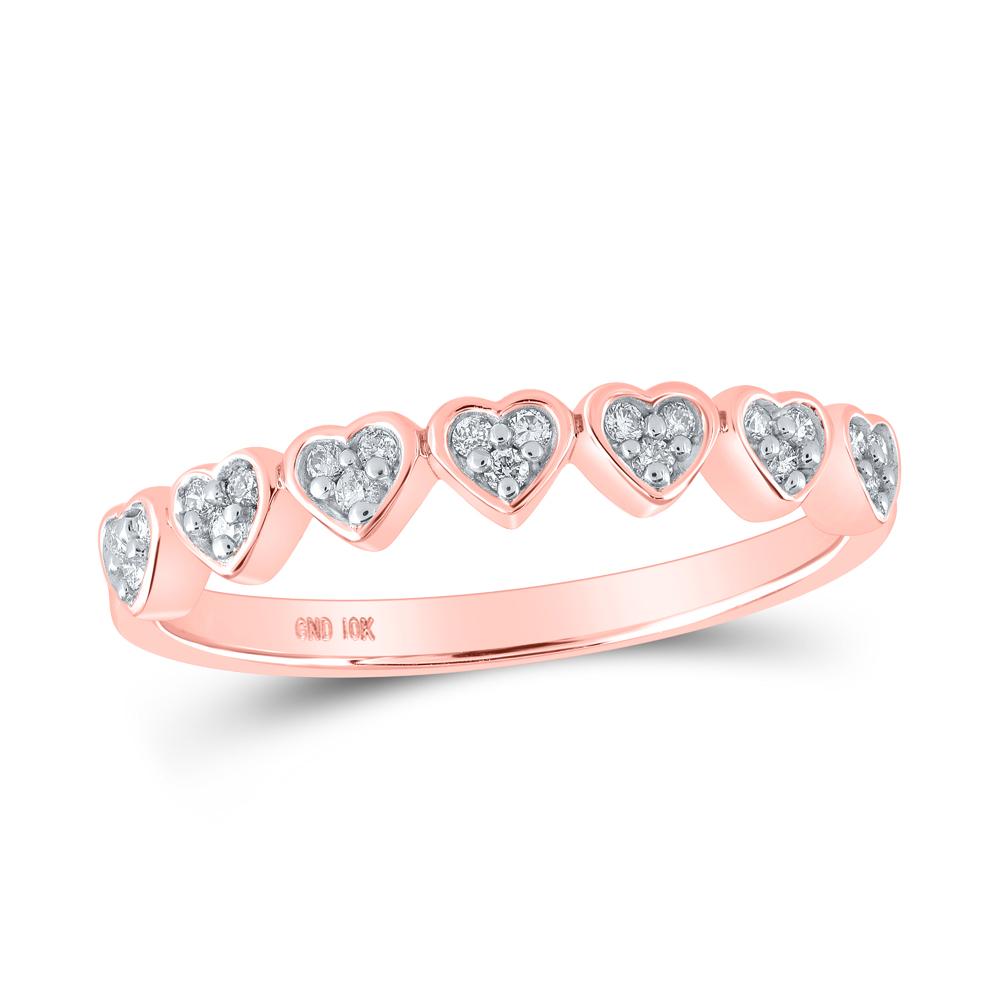 10kt Rose Gold Womens Round Diamond Heart Ring 1/8 Cttw