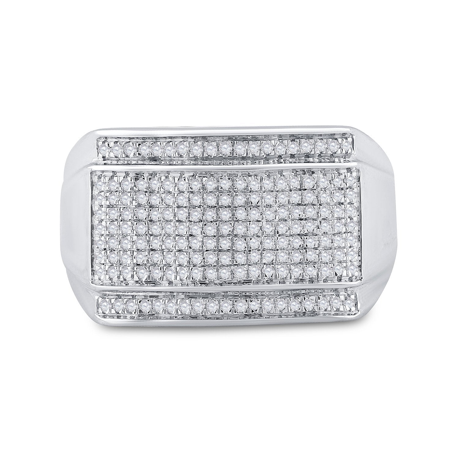 10kt White Gold Mens Round Diamond Cluster Ring 1/2 Cttw