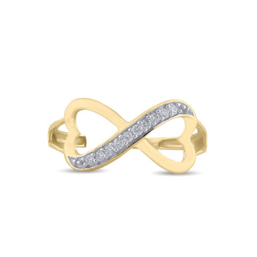 10kt Yellow Gold Womens Round Diamond Infinity Ring 1/10 Cttw