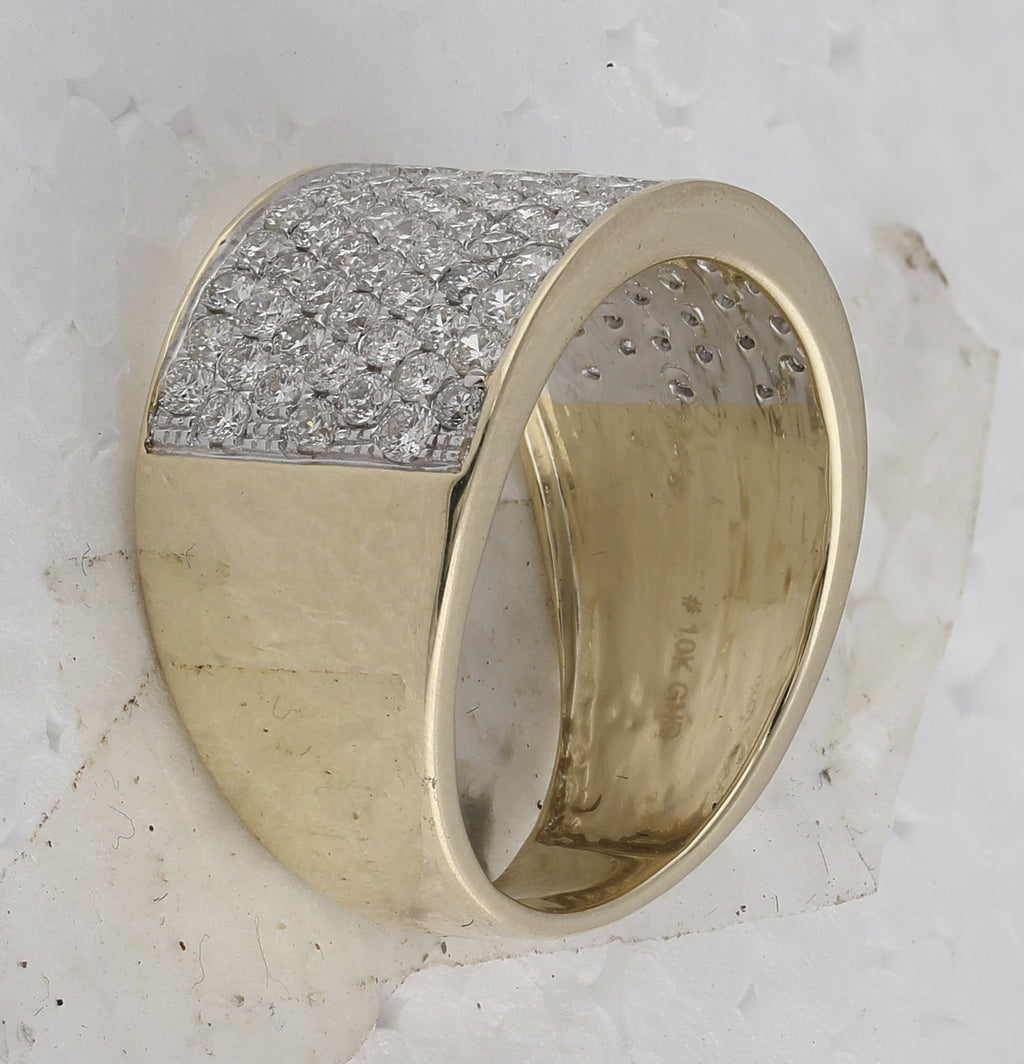 10kt Yellow Gold Womens Round Diamond Pave Band Ring 1-1/2 Cttw