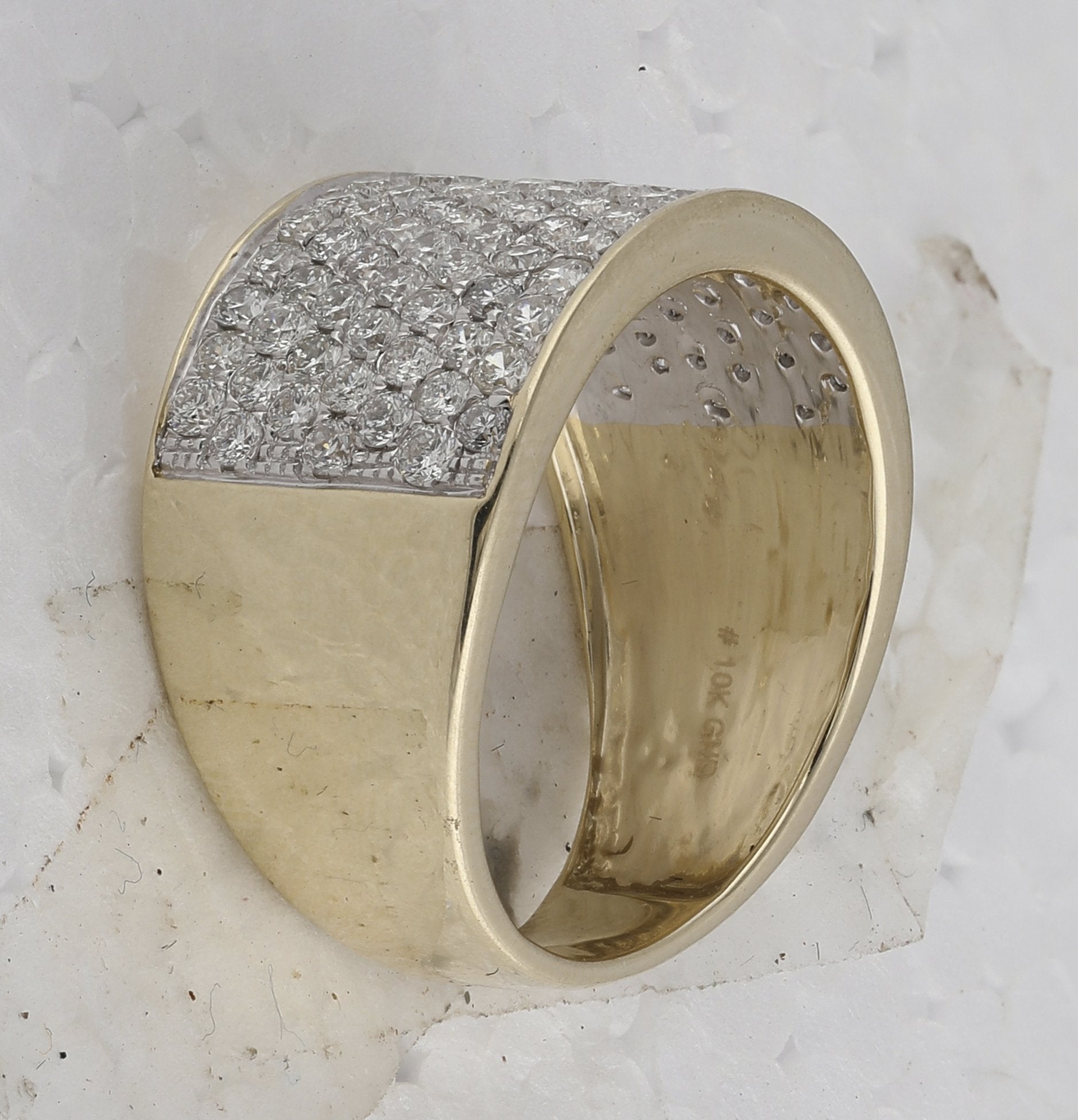 10kt Yellow Gold Womens Round Diamond Pave Band Ring 1-1/2 Cttw