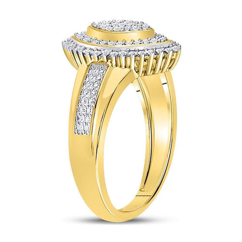 10kt Yellow Gold Womens Round Diamond Marquise-shape Cluster Ring 1/4 Cttw