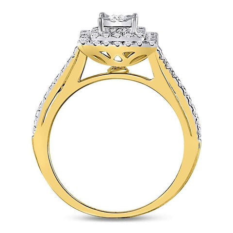 10kt Yellow Gold Round Diamond Square Bridal Wedding Engagement Ring 1/2 Cttw