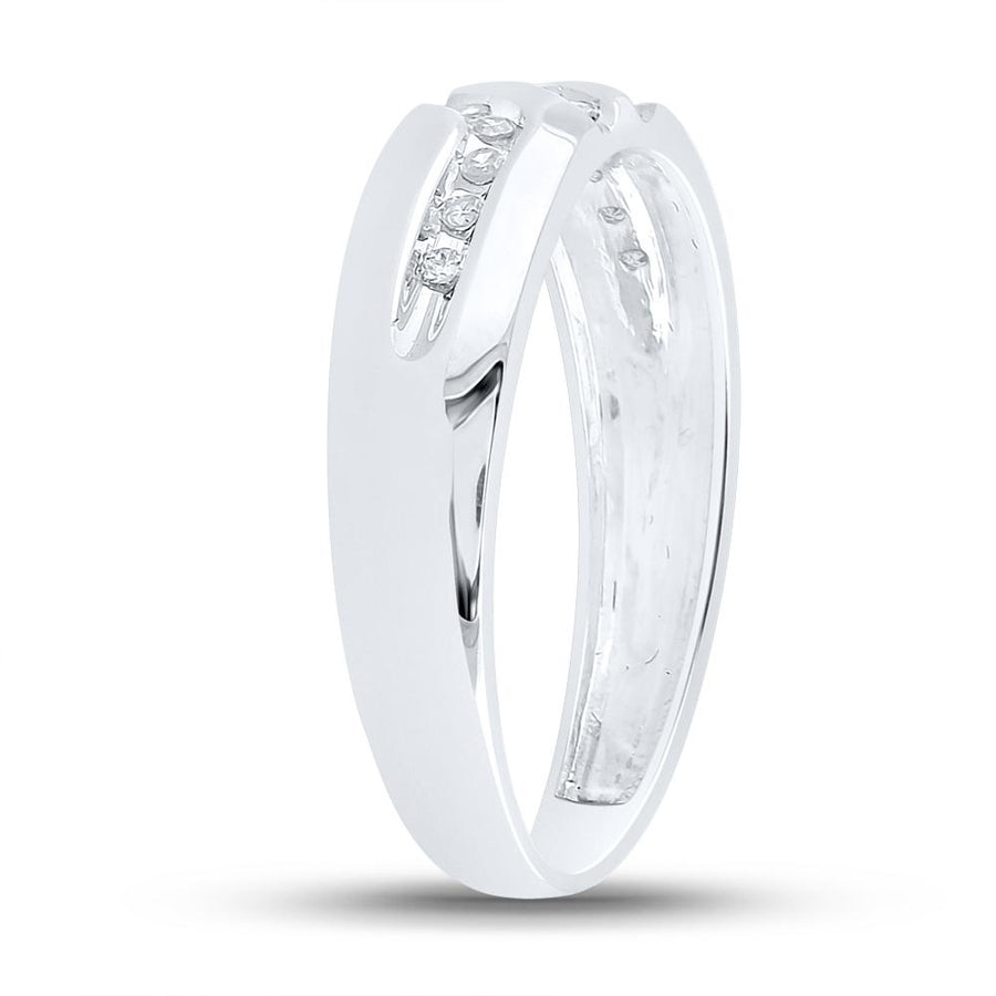 10kt White Gold Mens Round Diamond Wedding Band Ring 1/8 Cttw