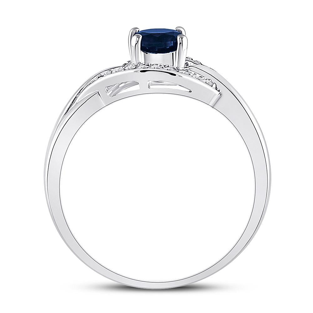 Sterling Silver Womens Round Synthetic Blue Sapphire Solitaire Diamond Ring 5/8 Cttw