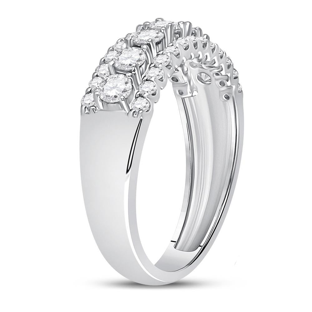 14kt White Gold Womens Round Diamond Classic Anniversary Band Ring 1 Cttw