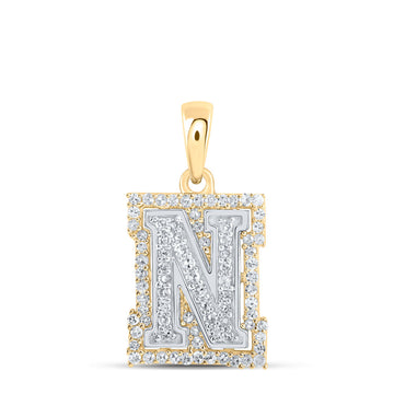 10kt Two-tone Gold Womens Round Diamond N Initial Letter Pendant 1/4 Cttw