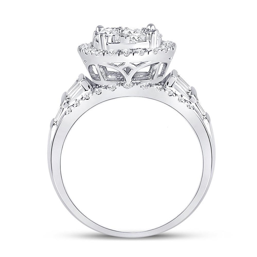 14kt White Gold Round Diamond Cluster Bridal Wedding Engagement Ring 1-7/8 Cttw