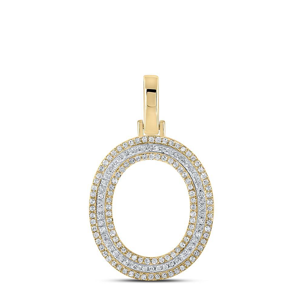 10kt Two-tone Gold Mens Round Diamond O Initial Letter Pendant 3/8 Cttw