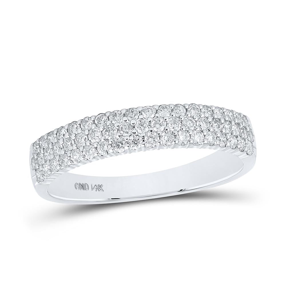 14kt White Gold Womens Round Diamond Machine-set Pave Band Ring 1/2 Cttw