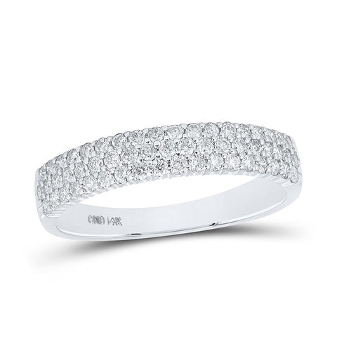 14kt White Gold Womens Round Diamond Machine-set Pave Band Ring 1/2 Cttw
