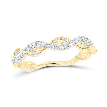 10kt Two-tone Gold Womens Round Diamond Wavy Stackable Band Ring 1/6 Cttw