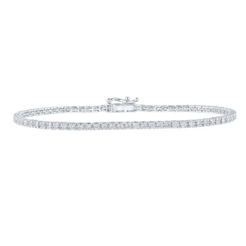 10kt White Gold Womens Round Diamond Single Row Tennis Bracelet 2 Cttw